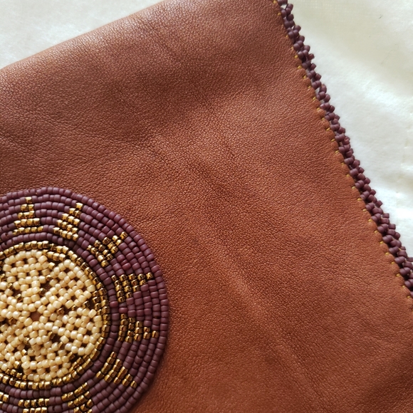 NEW Artist Designed soft leather wallet passport case billfold Hand Beaded. Wow! - Picture 2 of 10